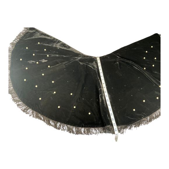 Black Velvet Shawl with Pearl Embellishments and Tassel Fringe Satin Inside O/S - Picture 7 of 8